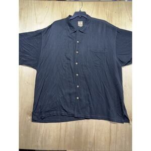 Tommy Bahama XXL Silk Button Up Shirt Black Short Sleeve